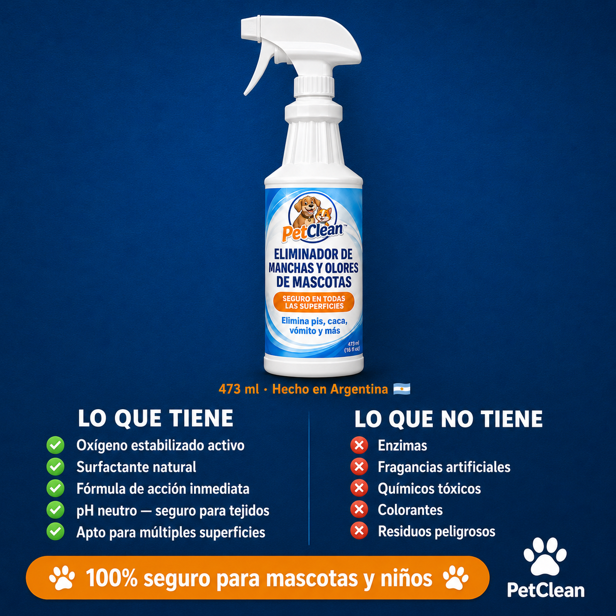 PetClean | Elimina manchas y olores de mascotas de raíz en cualquier superfice.