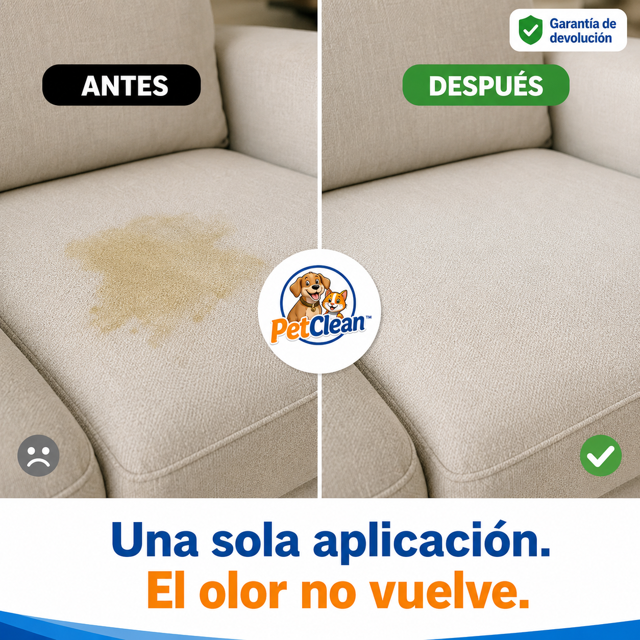 PetClean | Elimina manchas y olores de mascotas de raíz en cualquier superfice.