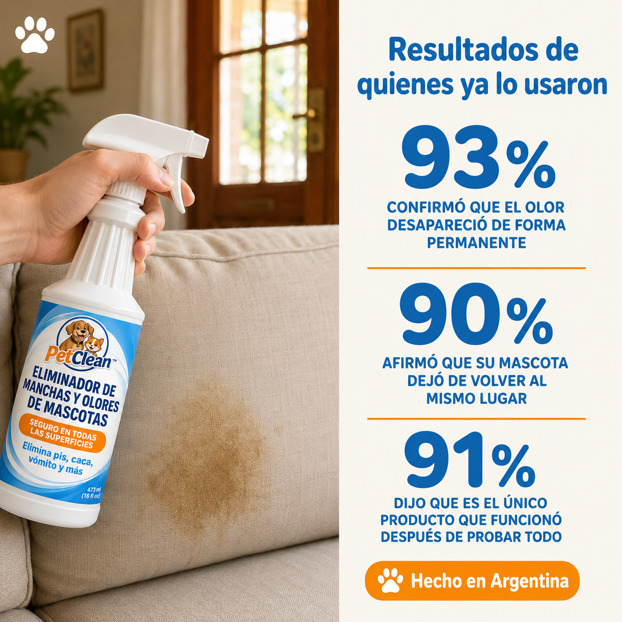 PetClean | Elimina manchas y olores de mascotas de raíz en cualquier superfice.